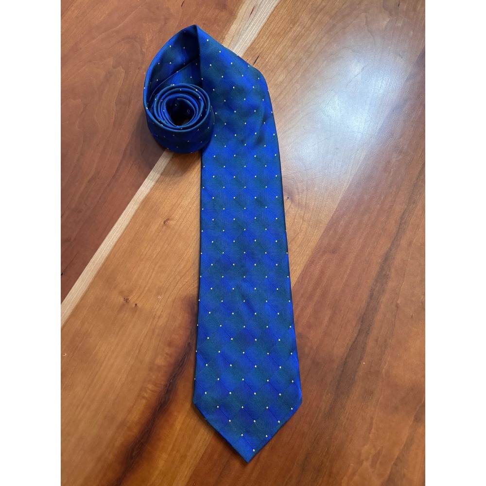 Nautica Mens Silk Blue Green Diamond‎ Pattern Necktie Business Formal Accessory